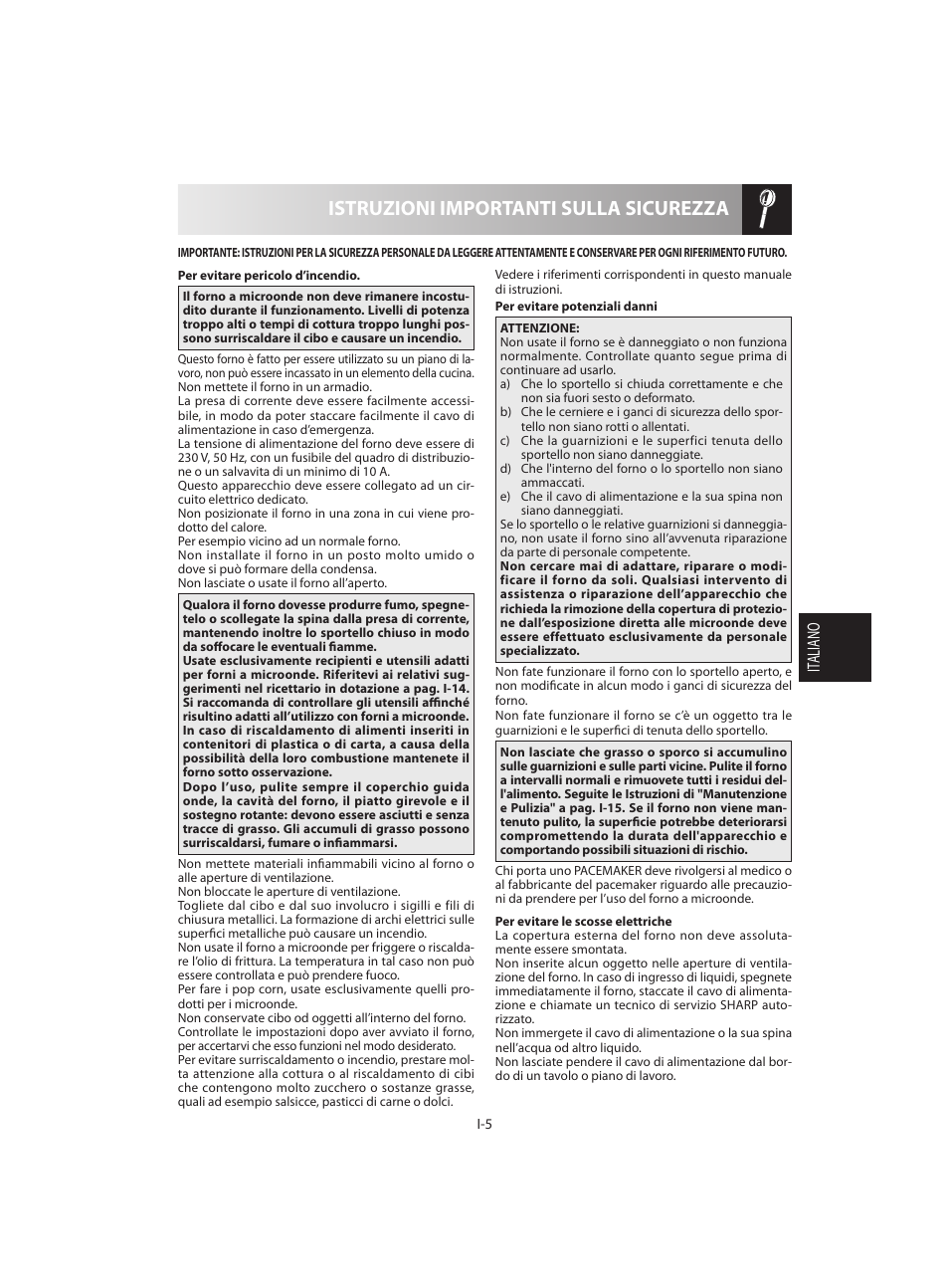 Istruzioni importanti sulla sicurezza | Sharp R-642BKW User Manual | Page 71 / 180