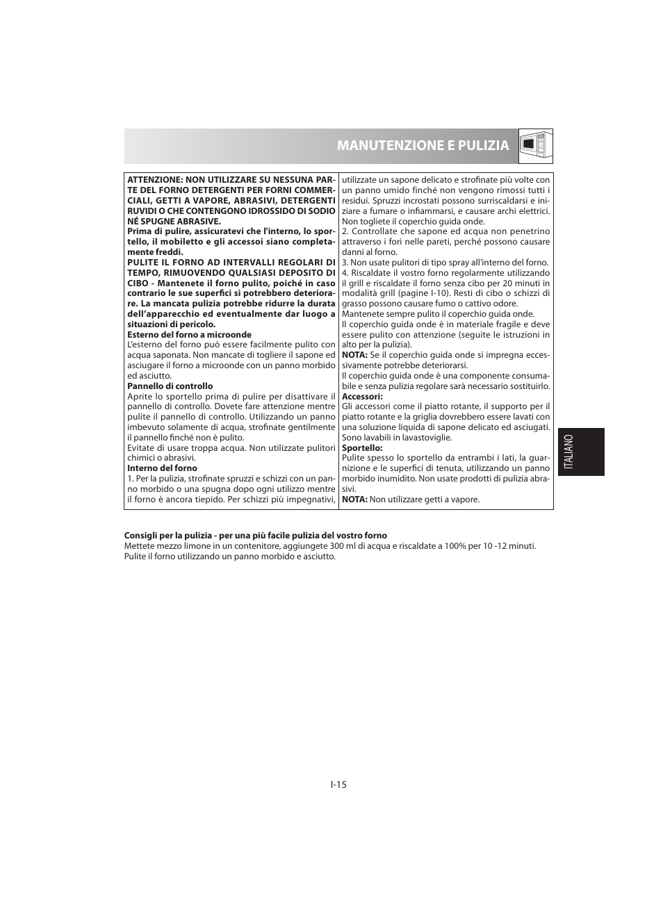 Manutenzione e pulizia | Sharp R-642BKW User Manual | Page 81 / 180