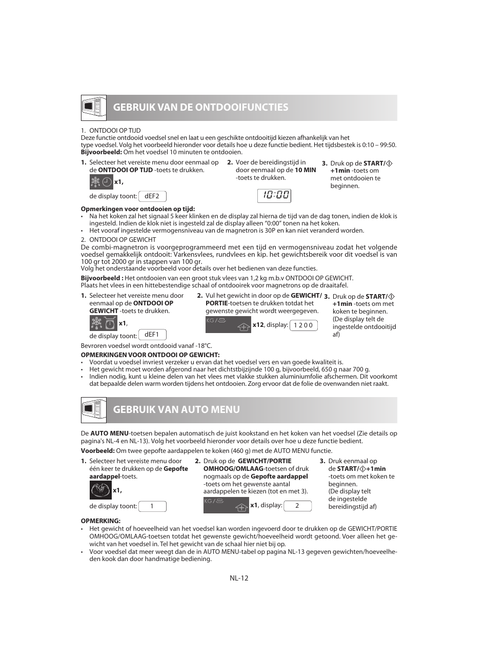 Gebruik van de ontdooifuncties, Gebruik van auto menu | Sharp R-642BKW User Manual | Page 94 / 180