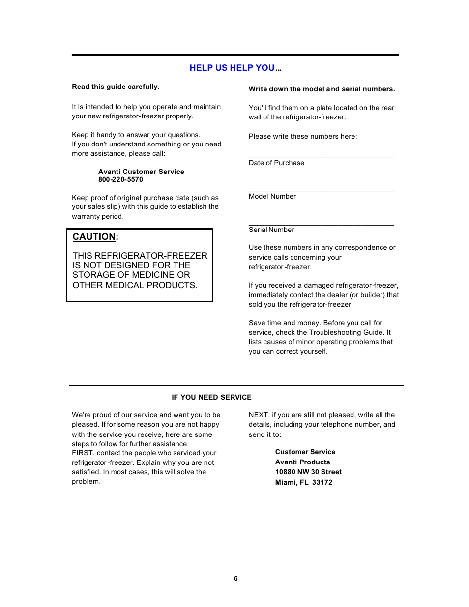 Caution | Avanti 1062PSS User Manual | Page 6 / 22