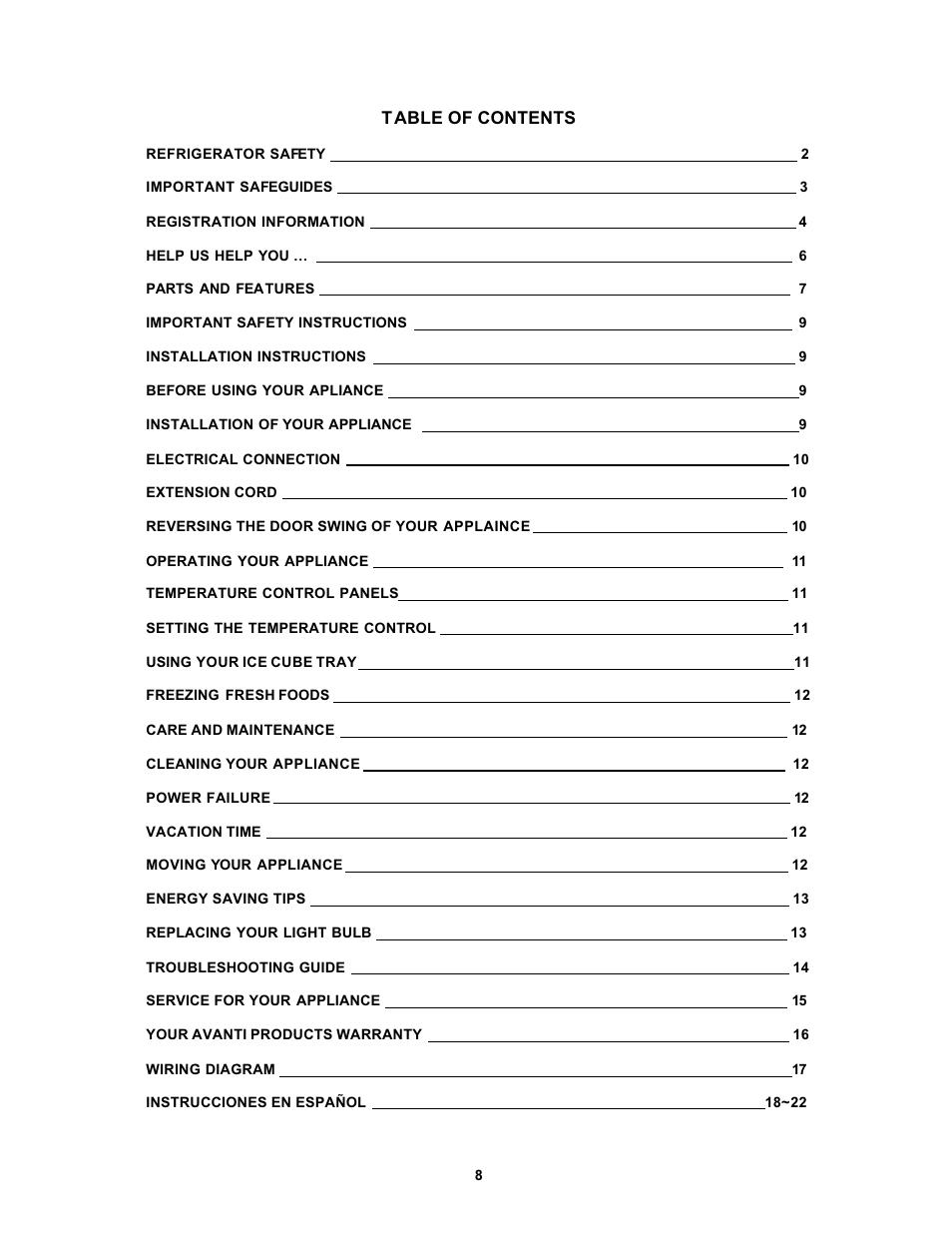 Avanti 1062PSS User Manual | Page 8 / 22
