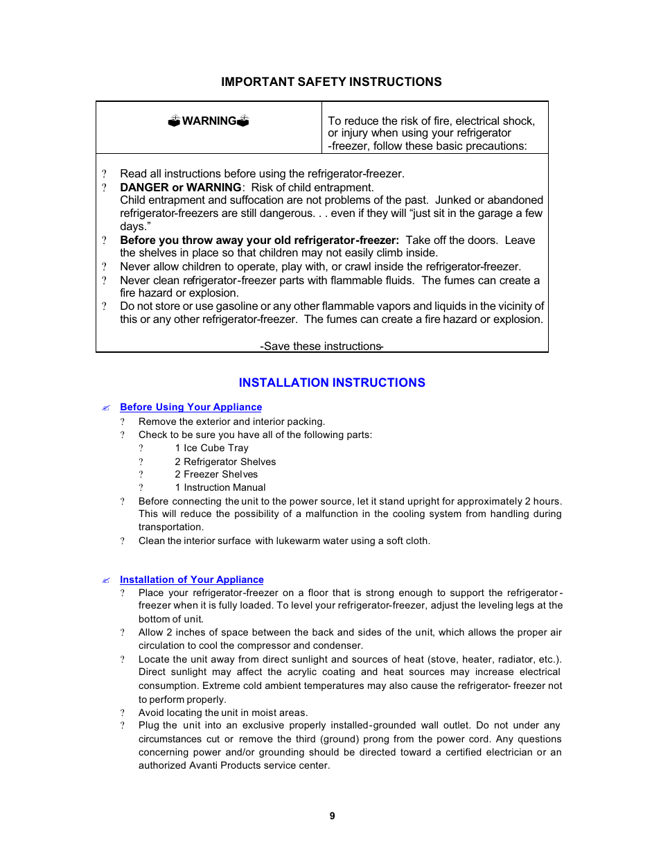 Avanti 1062PSS User Manual | Page 9 / 22