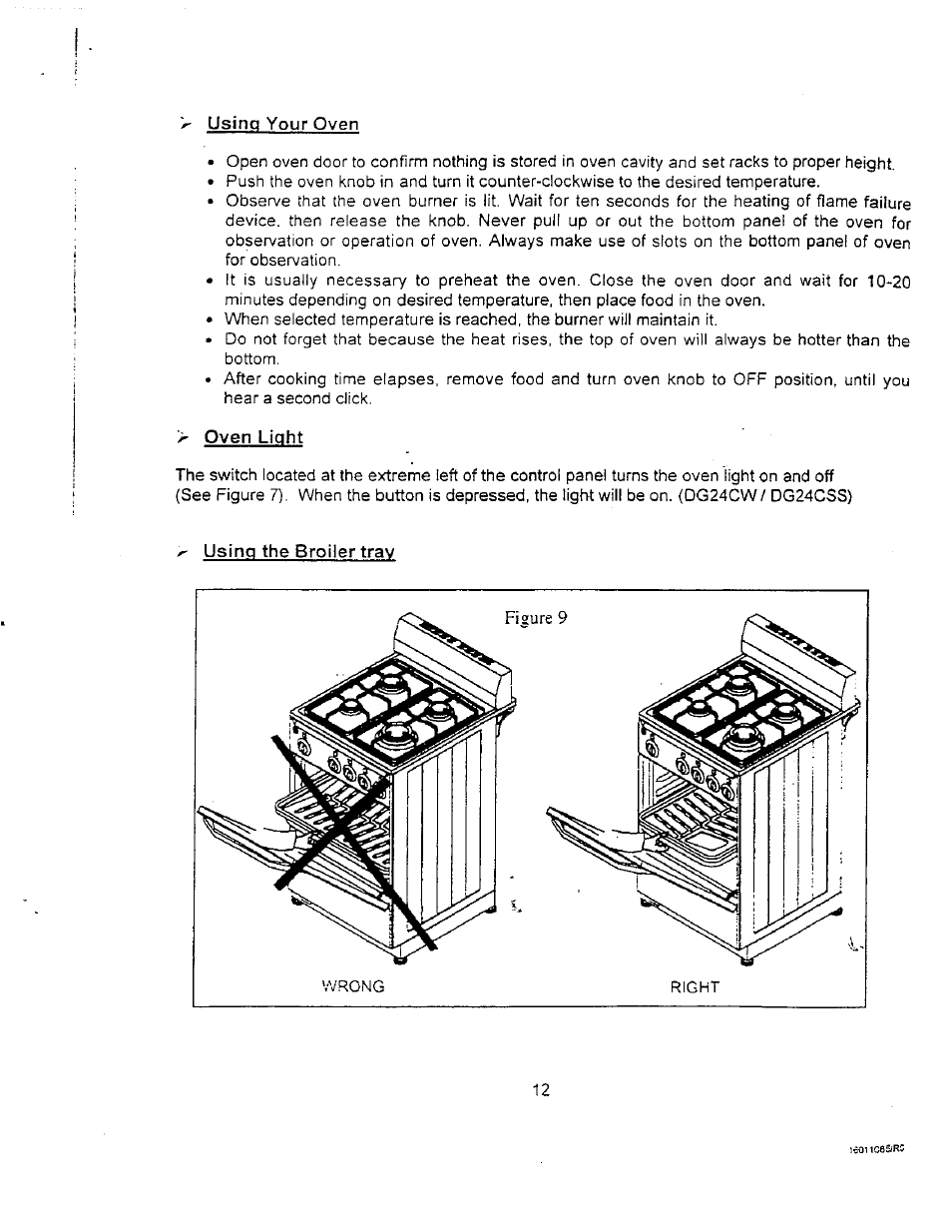 Oven light | Avanti DG24CSS User Manual | Page 12 / 28