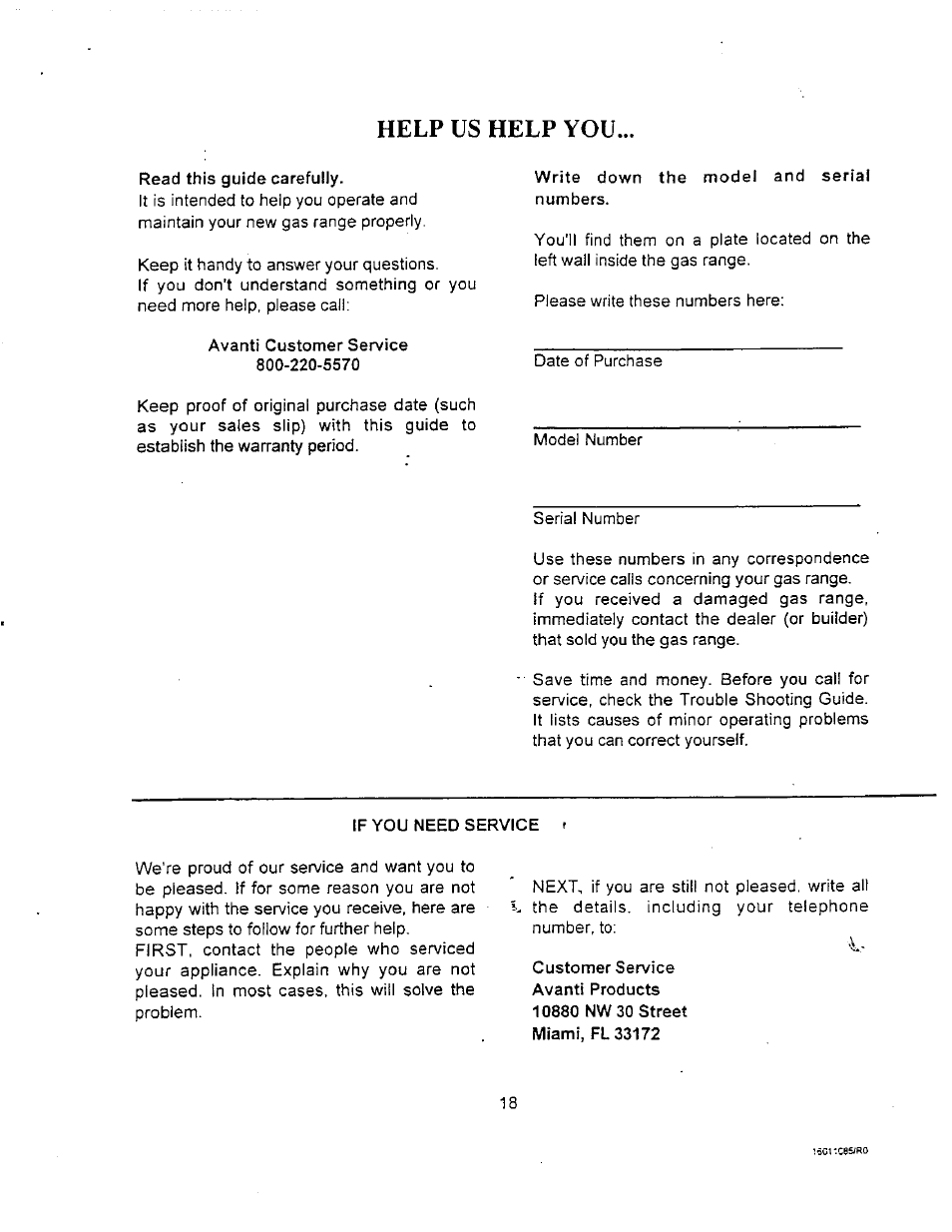 Help us help you | Avanti DG24CSS User Manual | Page 18 / 28