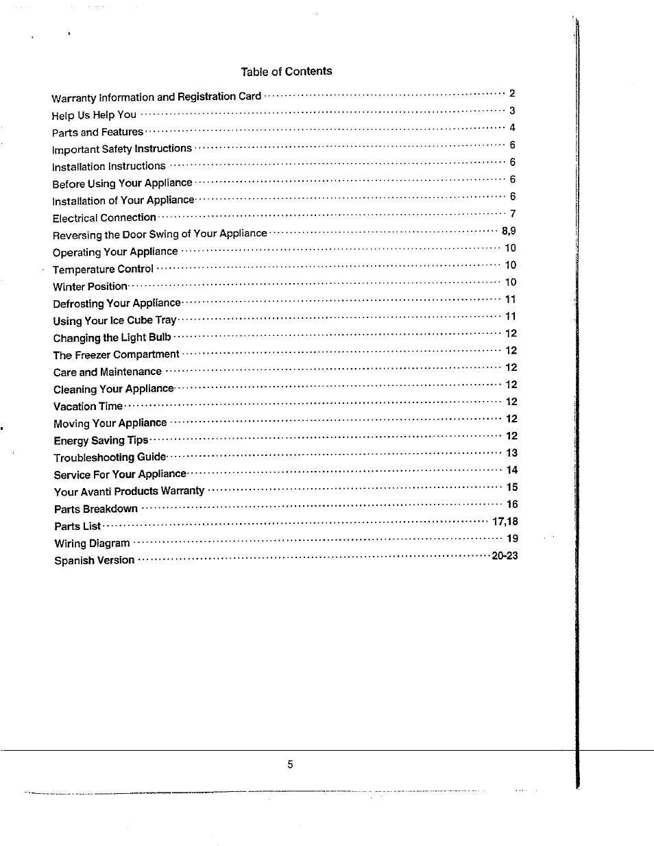 Avanti 31YWT User Manual | Page 5 / 23