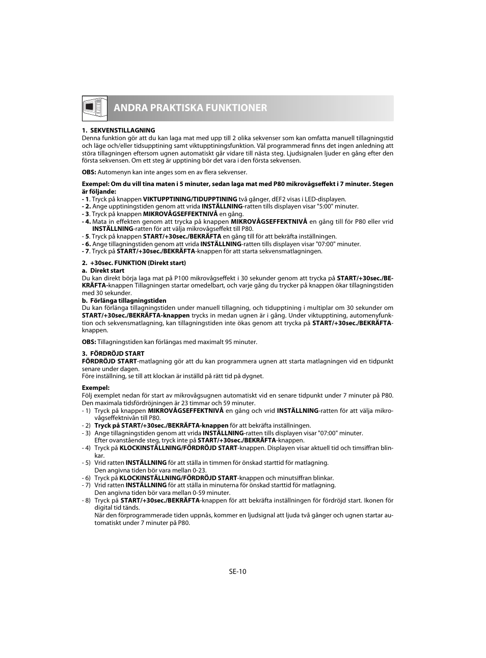 Andra praktiska funktioner | Sharp R-20STW User Manual | Page 108 / 180