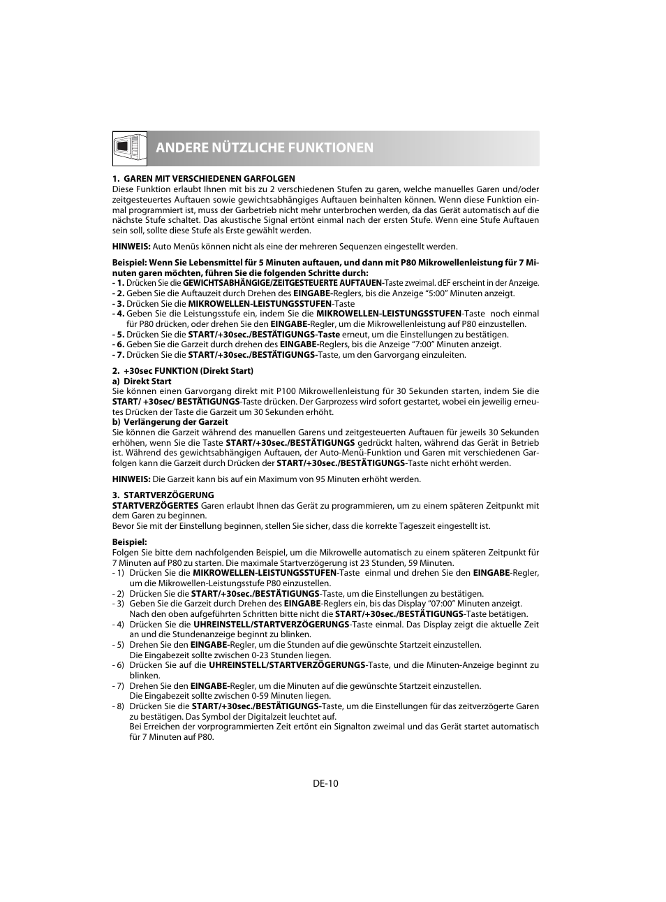 Andere nützliche funktionen | Sharp R-20STW User Manual | Page 12 / 180