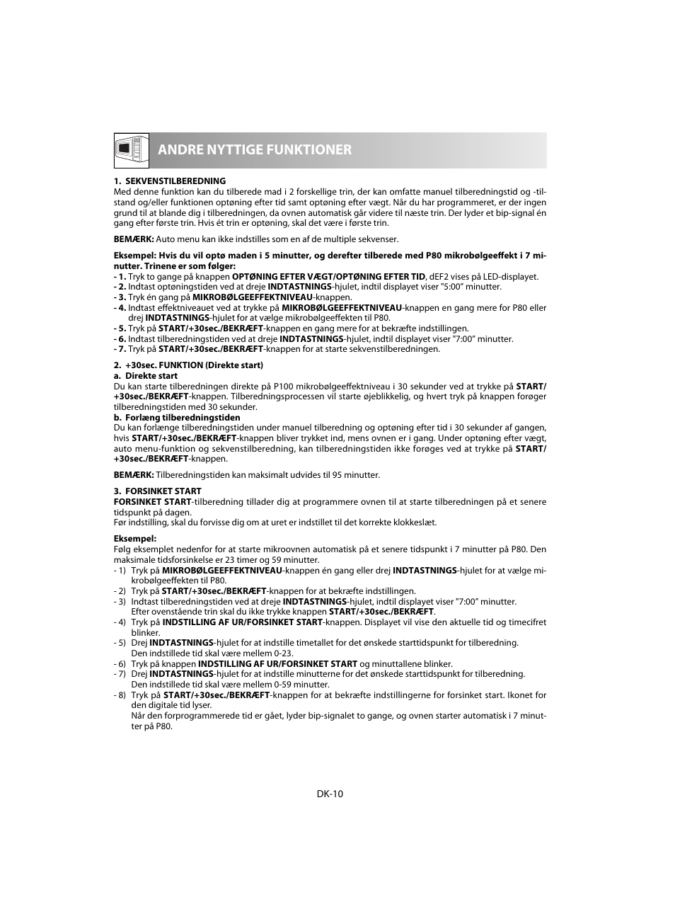 Andre nyttige funktioner | Sharp R-20STW User Manual | Page 124 / 180