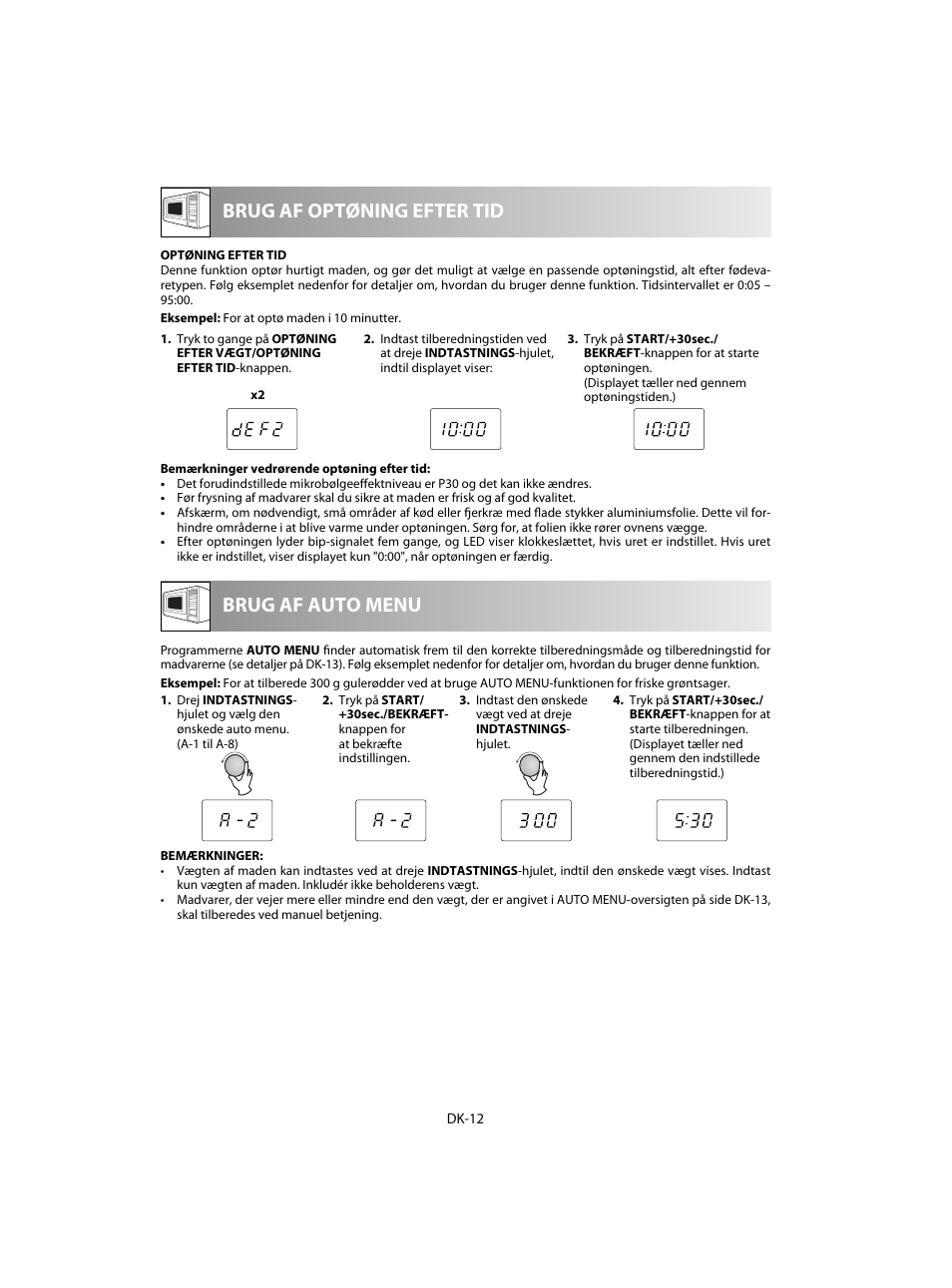 Brug af optøning efter tid, Brug af auto menu | Sharp R-20STW User Manual | Page 126 / 180