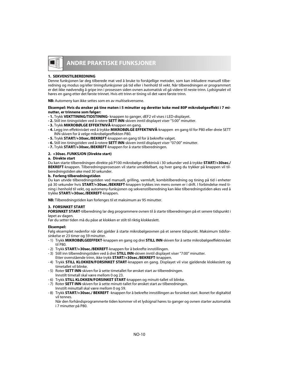 Andre praktiske funksjoner | Sharp R-20STW User Manual | Page 140 / 180