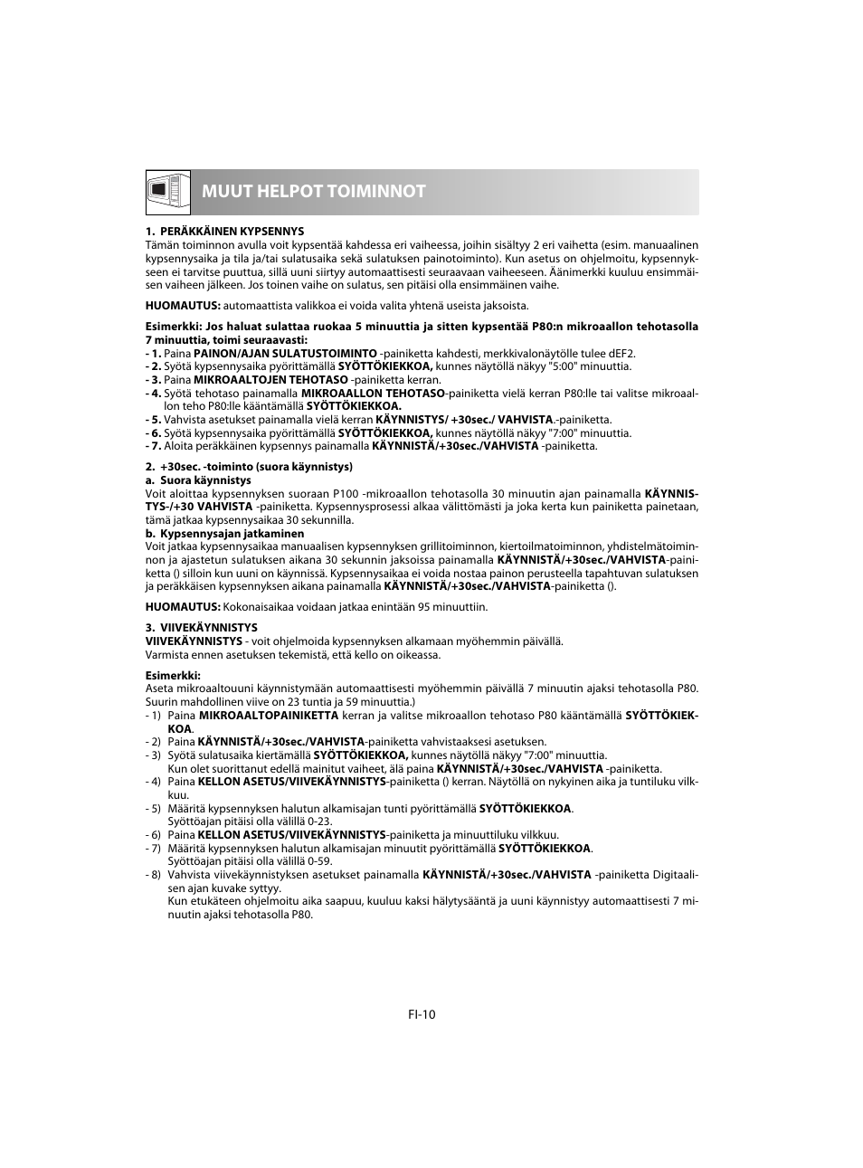 Muut helpot toiminnot | Sharp R-20STW User Manual | Page 156 / 180