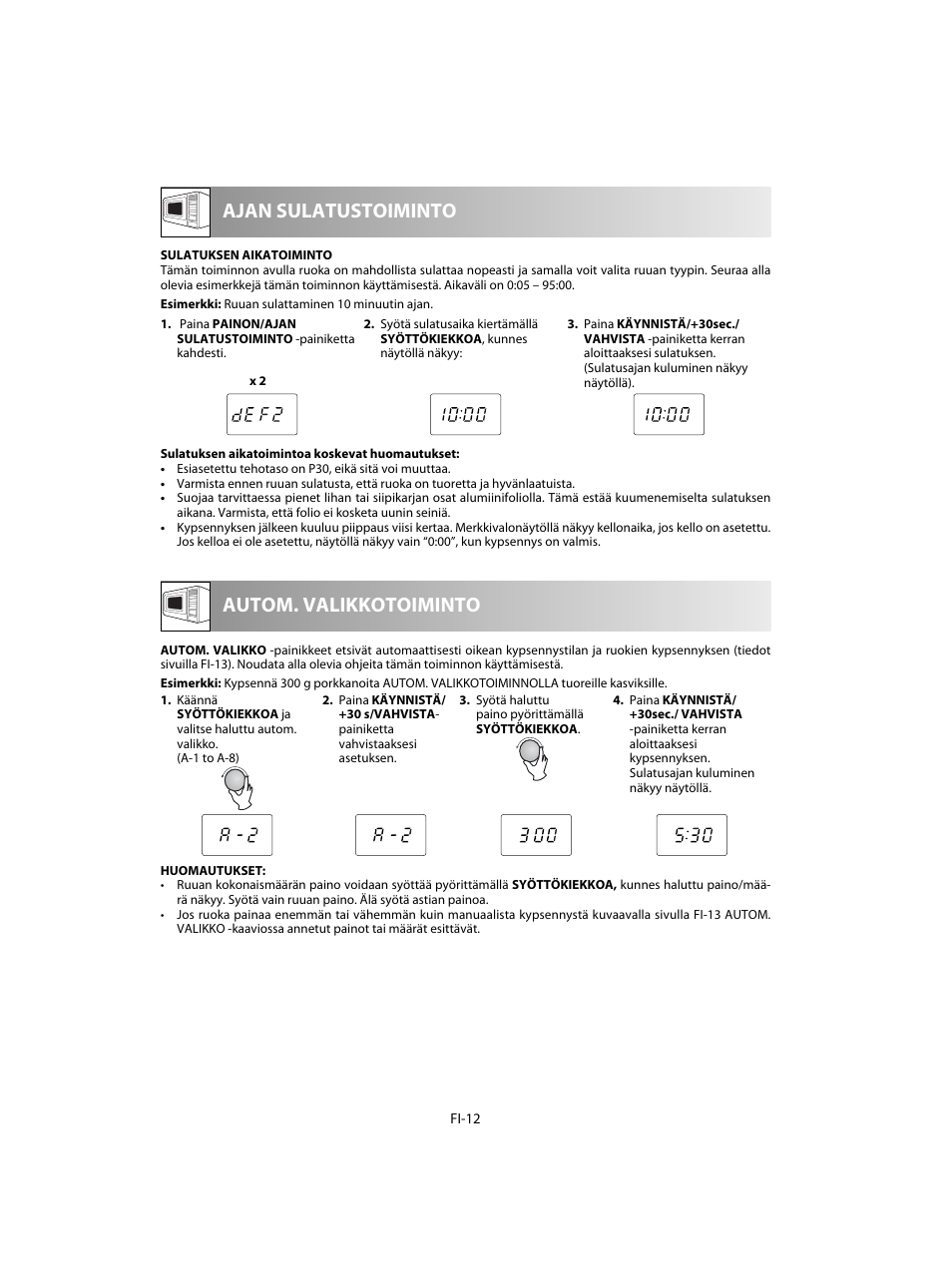 Ajan sulatustoiminto, Autom. valikkotoiminto | Sharp R-20STW User Manual | Page 158 / 180