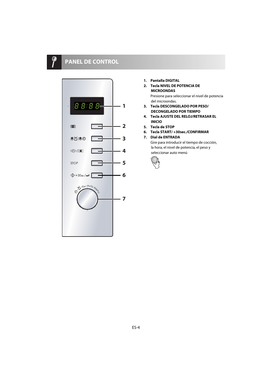 Panel de control | Sharp R-20STW User Manual | Page 22 / 180