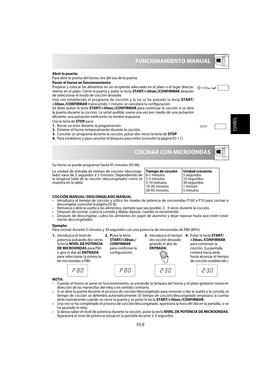 Cocinar con microondas funcionamiento manual | Sharp R-20STW User Manual | Page 27 / 180