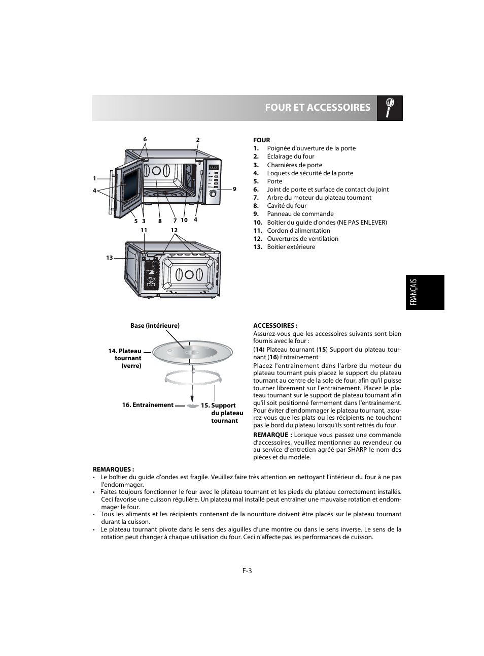 Four et accessoires, Français | Sharp R-20STW User Manual | Page 53 / 180