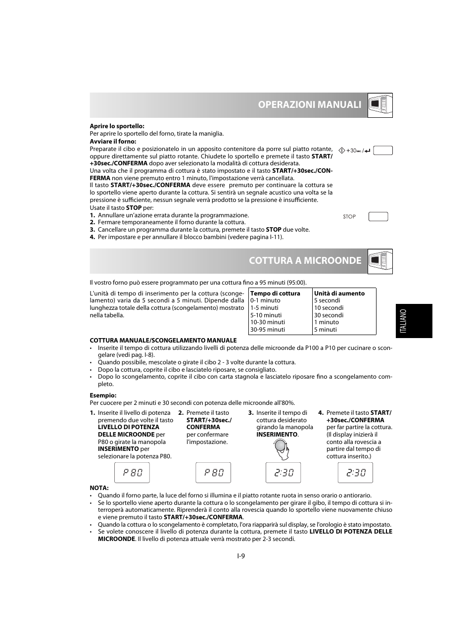 Cottura a microonde operazioni manuali | Sharp R-20STW User Manual | Page 75 / 180