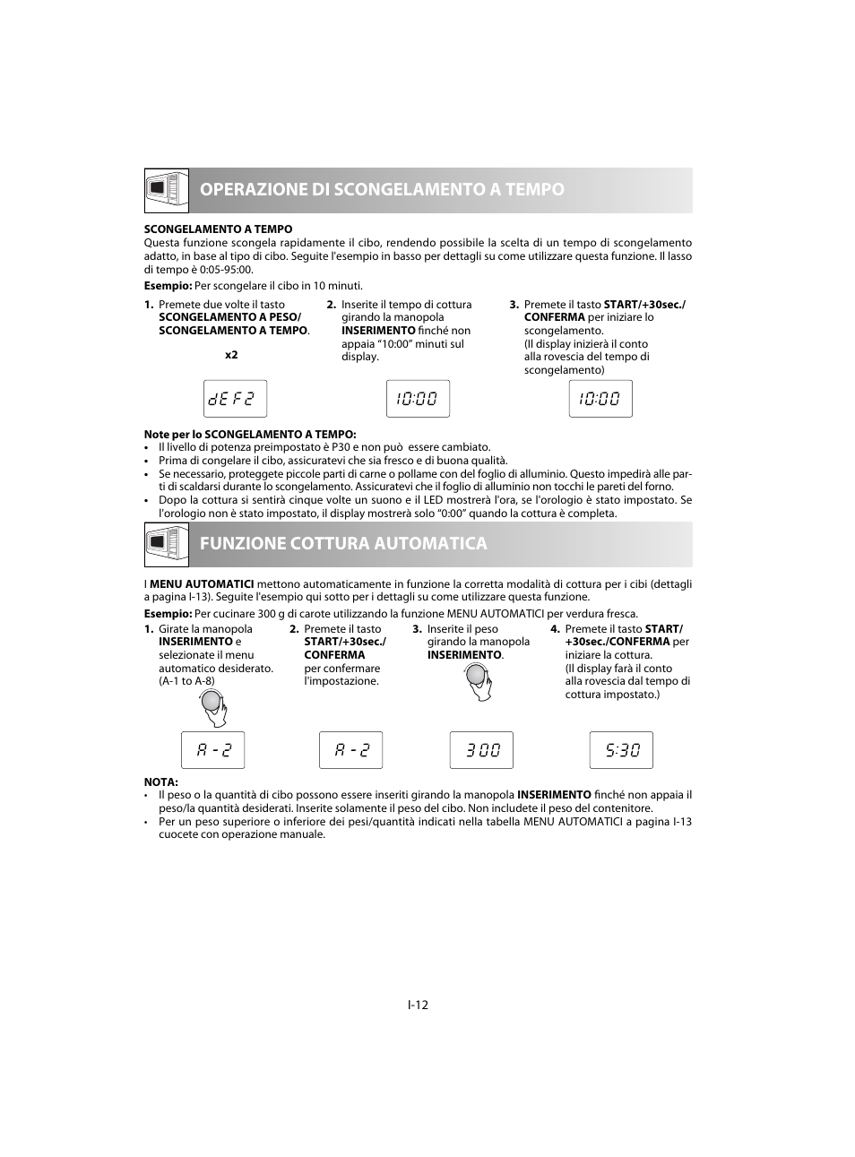 Operazione di scongelamento a tempo, Funzione cottura automatica | Sharp R-20STW User Manual | Page 78 / 180