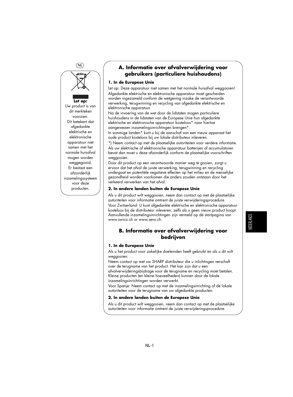 Nederlands | Sharp R-20STW User Manual | Page 83 / 180