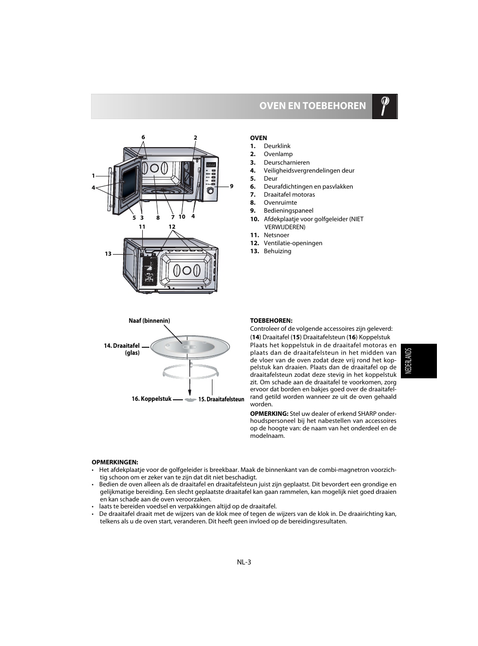 Oven en toebehoren, Nederlands | Sharp R-20STW User Manual | Page 85 / 180