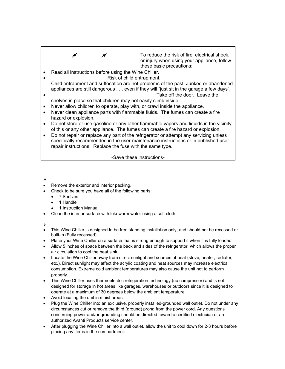 Important safety instructions | Avanti EWC4001DZ User Manual | Page 5 / 16