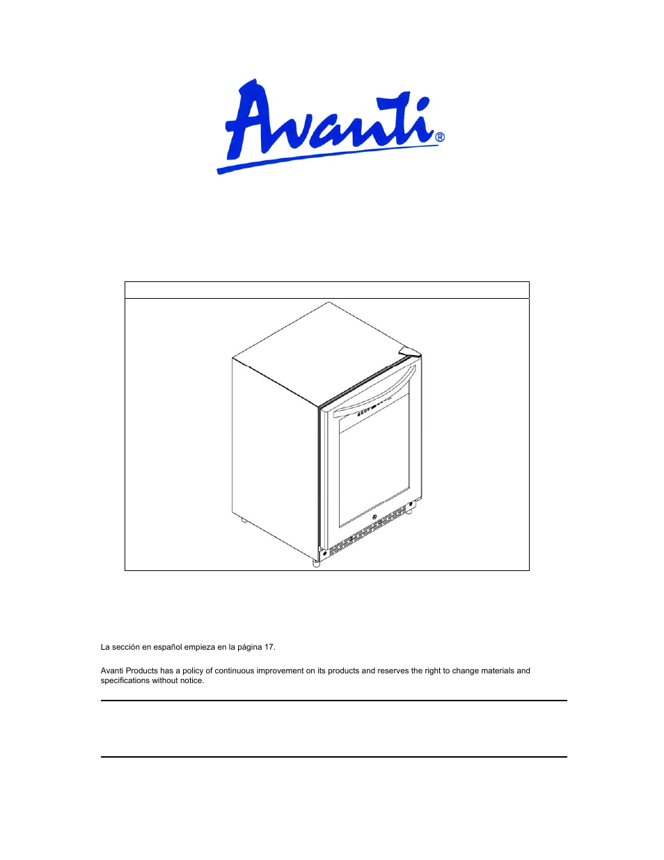 Avanti WCR4600S User Manual | 24 pages