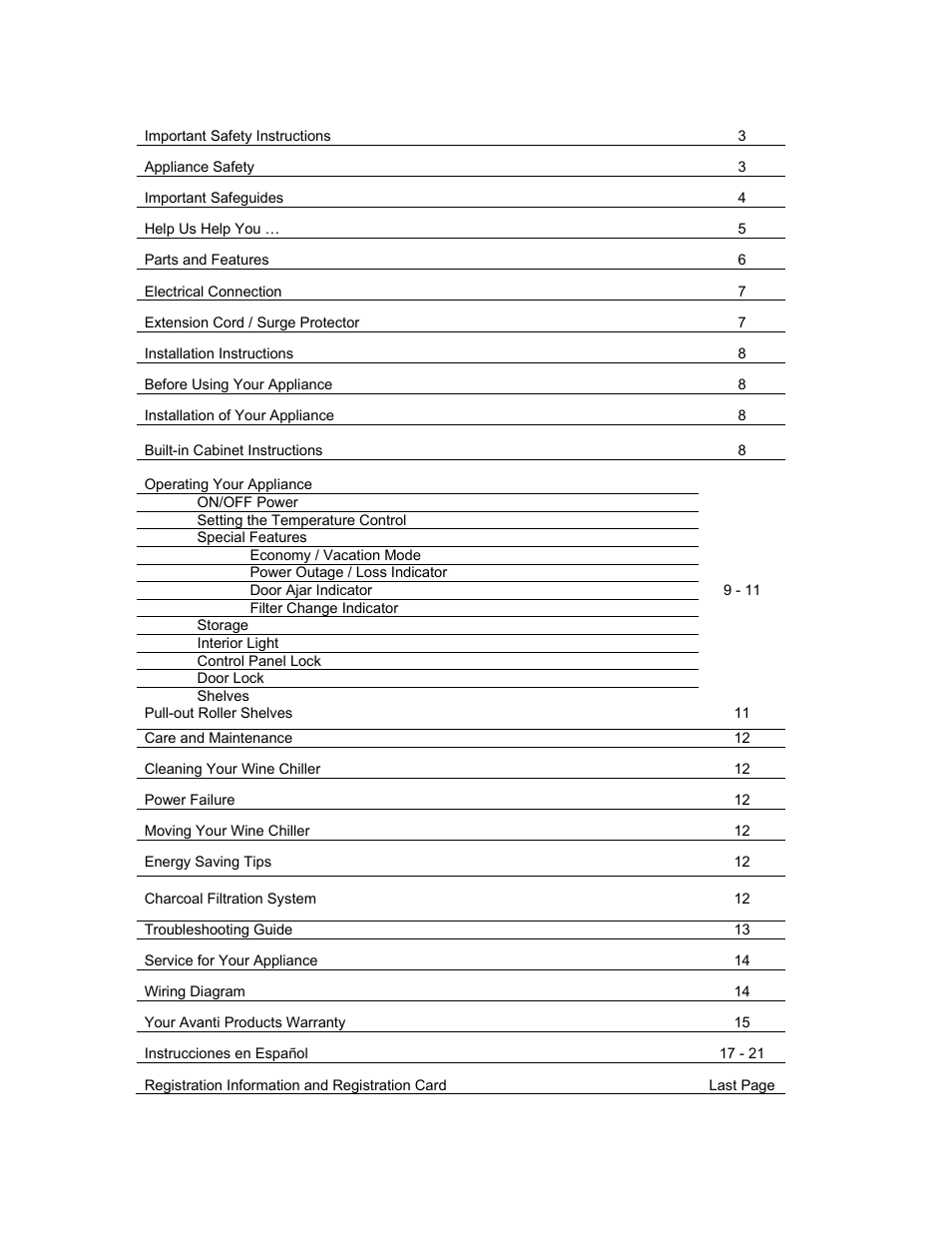 Avanti WCR4600S User Manual | Page 2 / 24