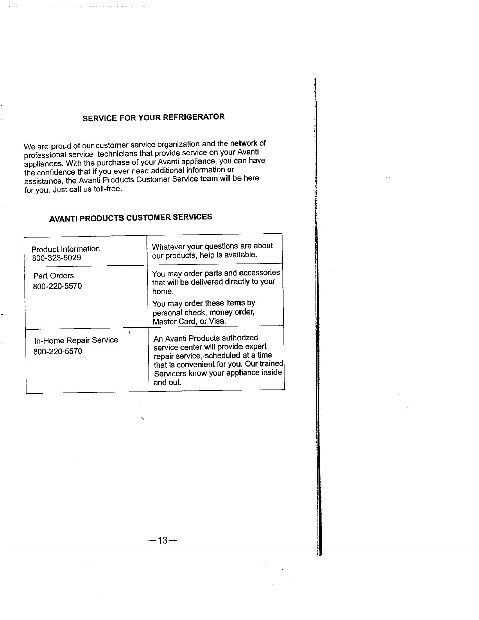 Service for your refrigerator | Avanti 18EYC User Manual | Page 14 / 21