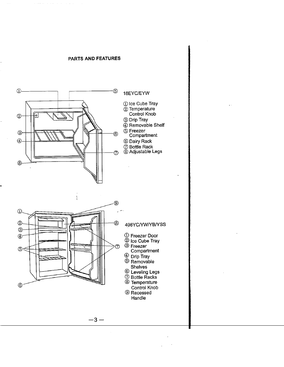 Parts and features | Avanti 18EYC User Manual | Page 4 / 21