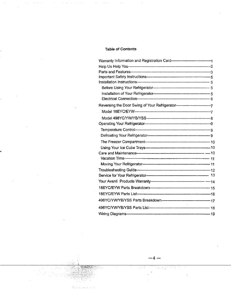 Avanti 18EYC User Manual | Page 5 / 21