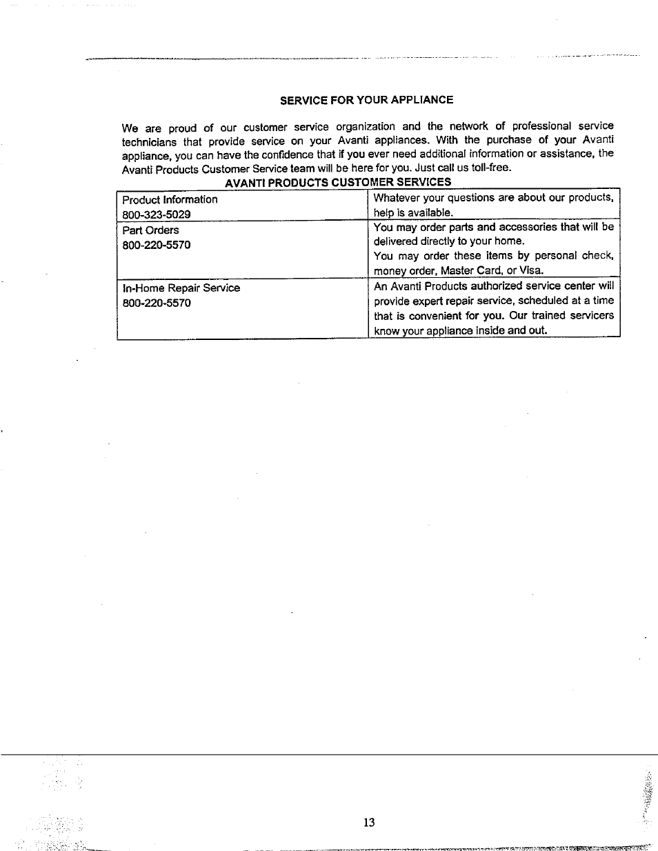 Avanti MO619M User Manual | Page 13 / 17