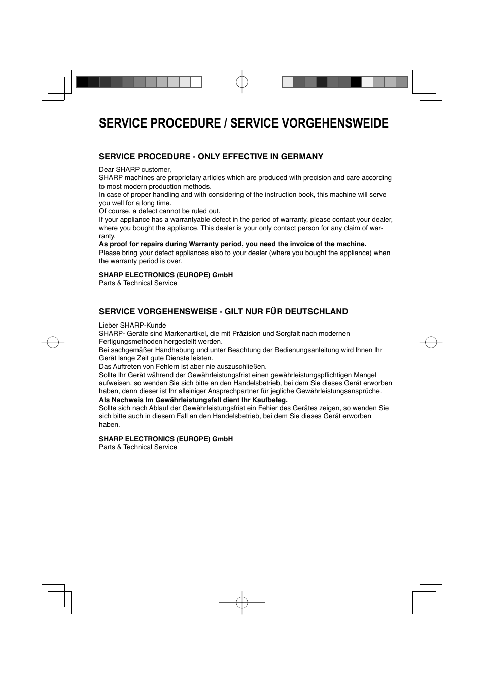 Service procedure / service vorgehensweide | Sharp IG-A10EU-W User Manual | Page 22 / 64