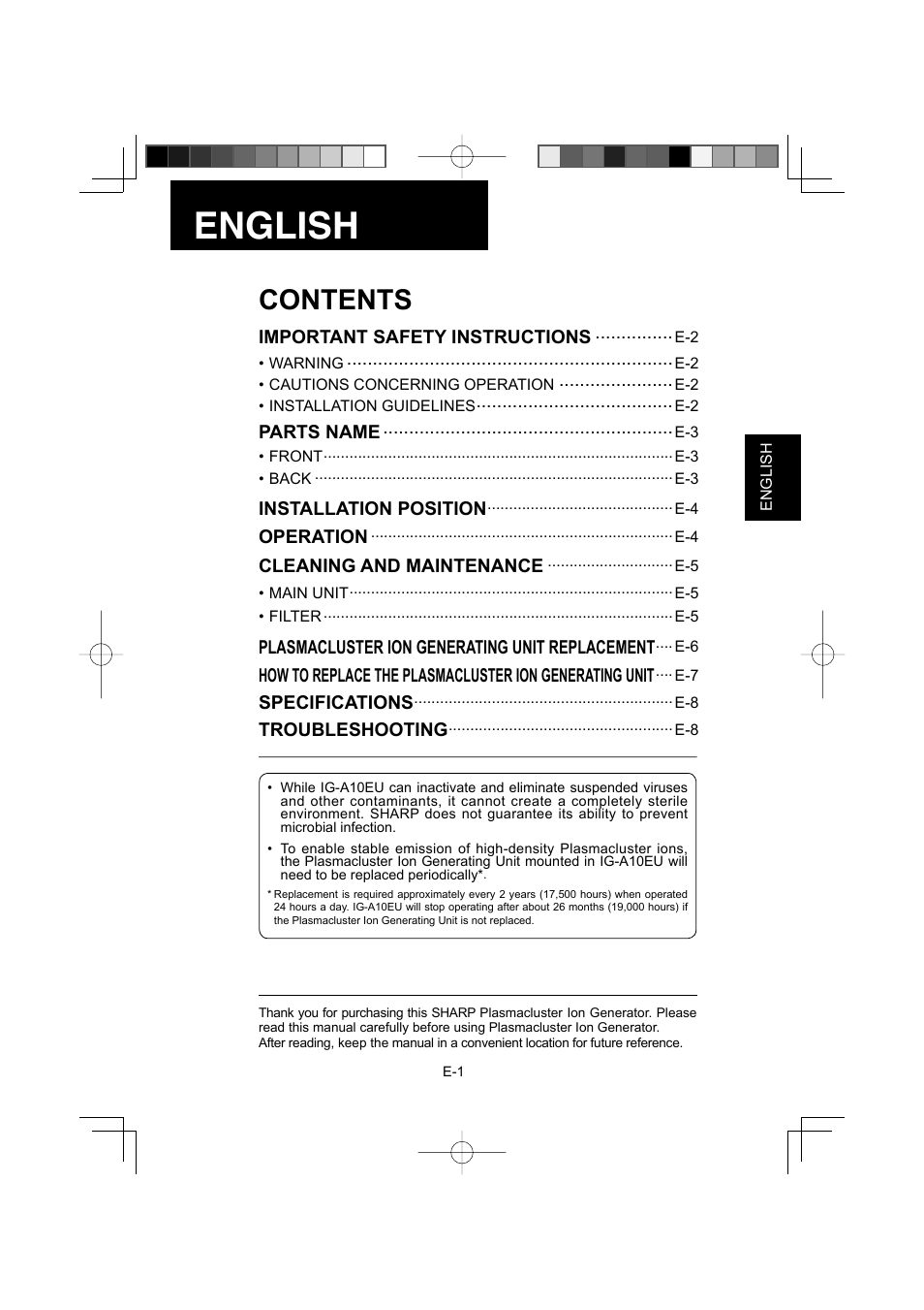 Sharp IG-A10EU-W User Manual | Page 3 / 64