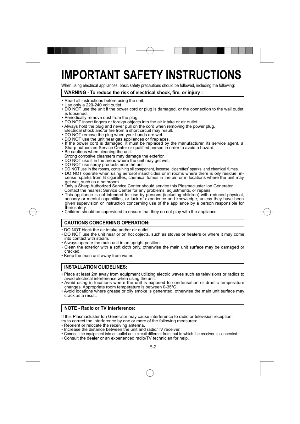Important safety instructions | Sharp IG-A10EU-W User Manual | Page 4 / 64