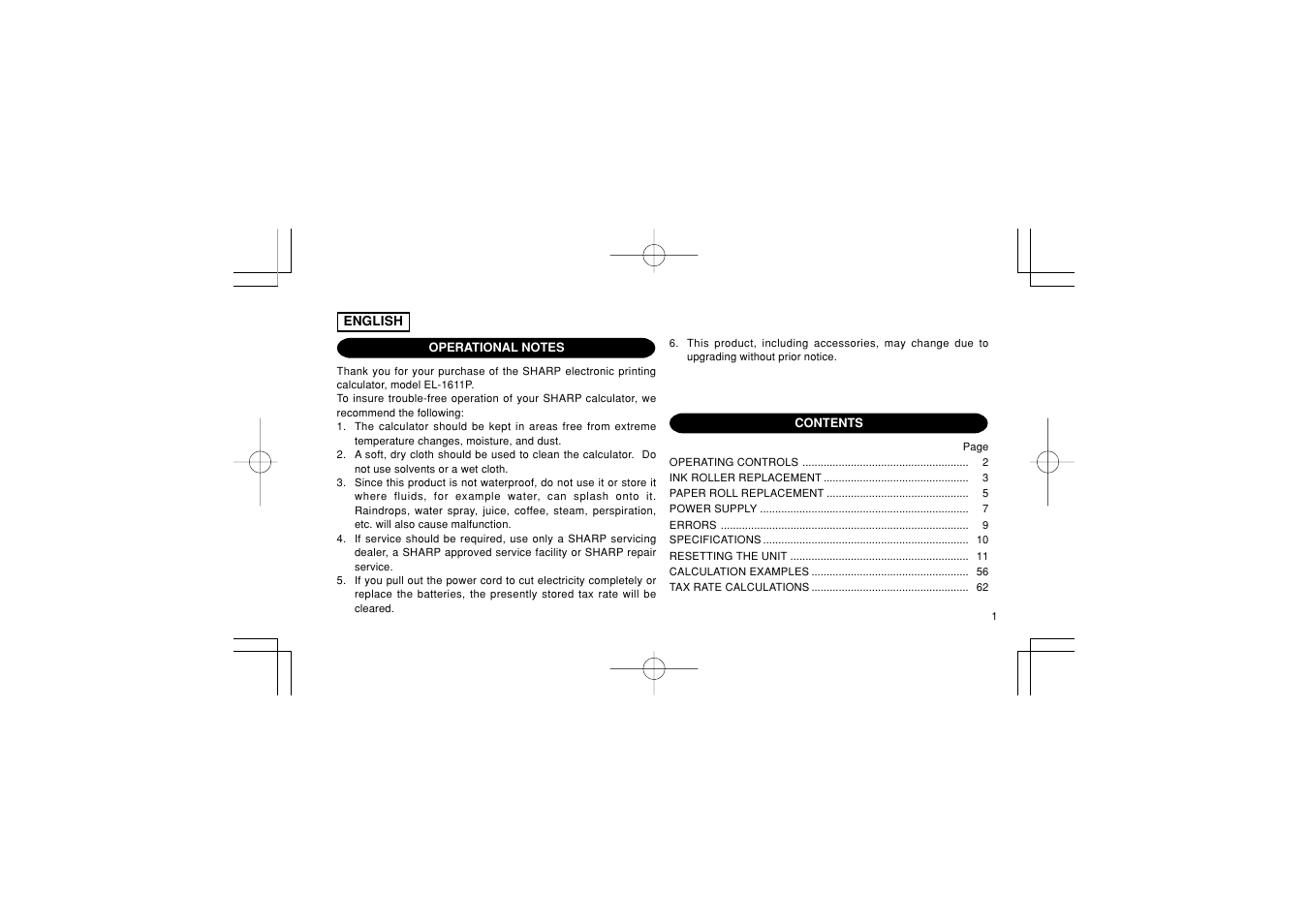 Sharp EL-1611PGY User Manual | Page 3 / 68