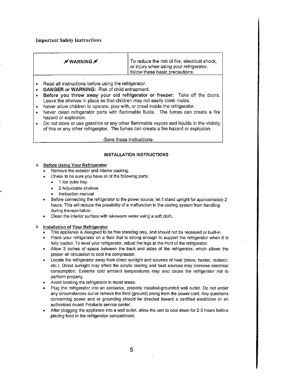 Avanti 445YW-1 User Manual | Page 6 / 14