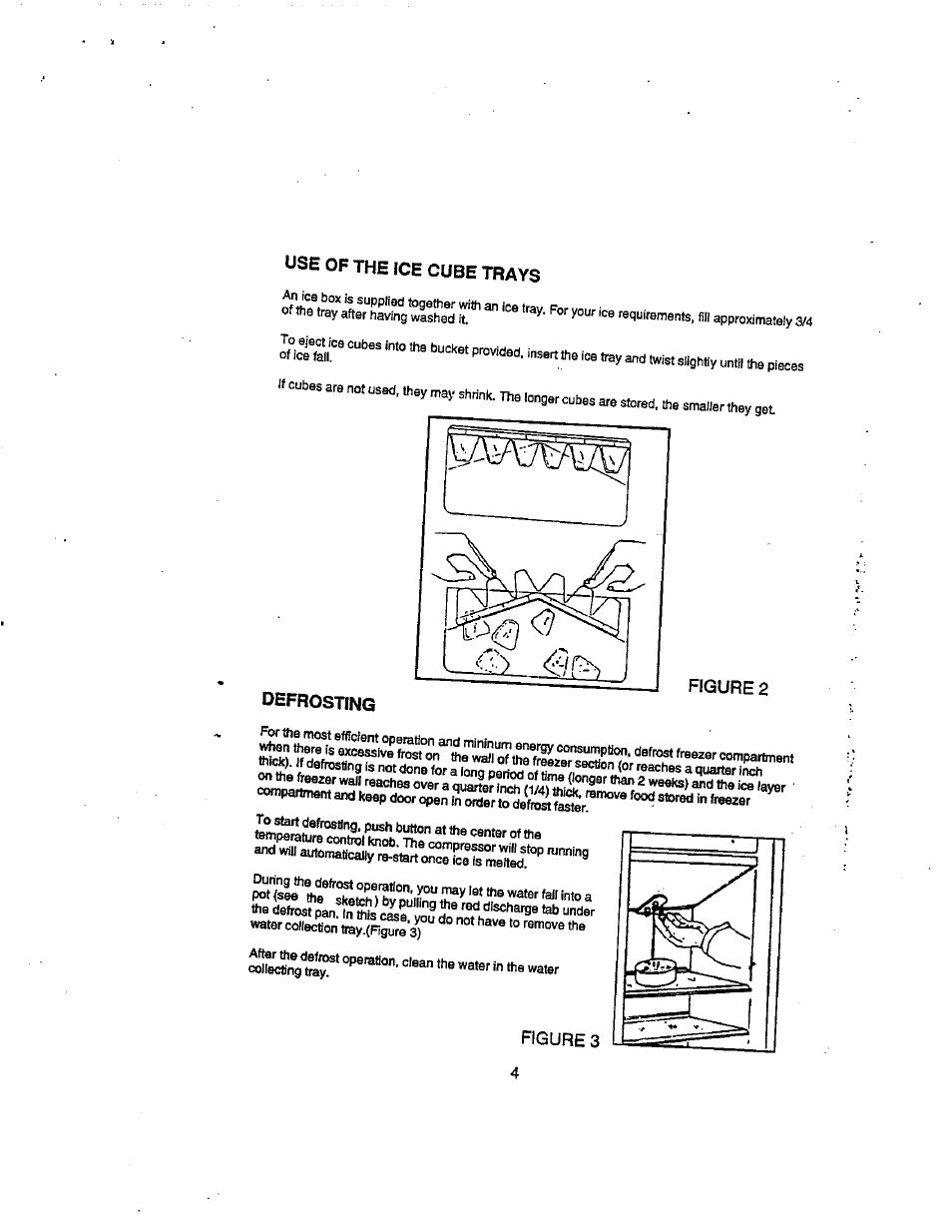 Use of the ice cube trays, Defrosting | Avanti 1133YW User Manual | Page 5 / 11