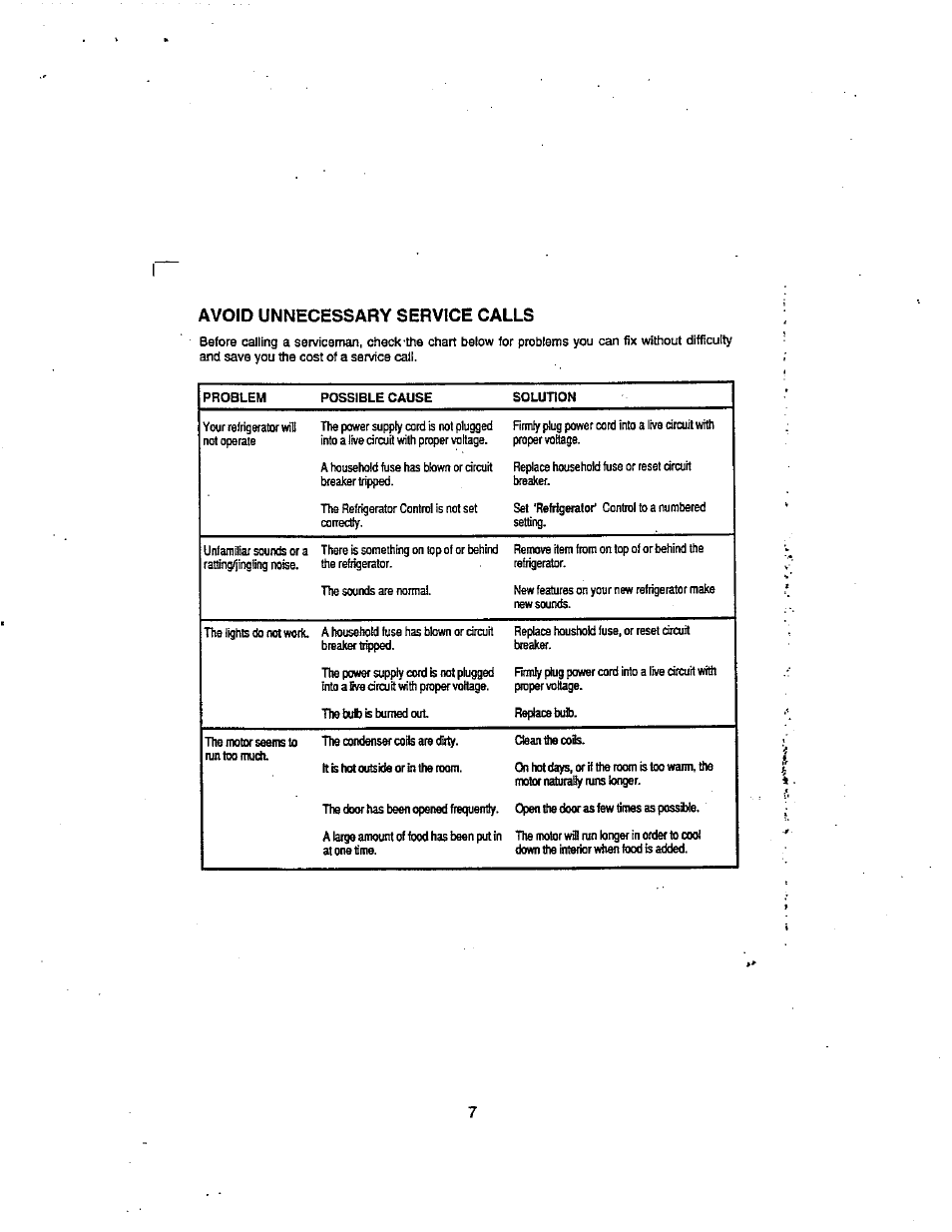 Avoid unnecessary service calls | Avanti 1133YW User Manual | Page 8 / 11