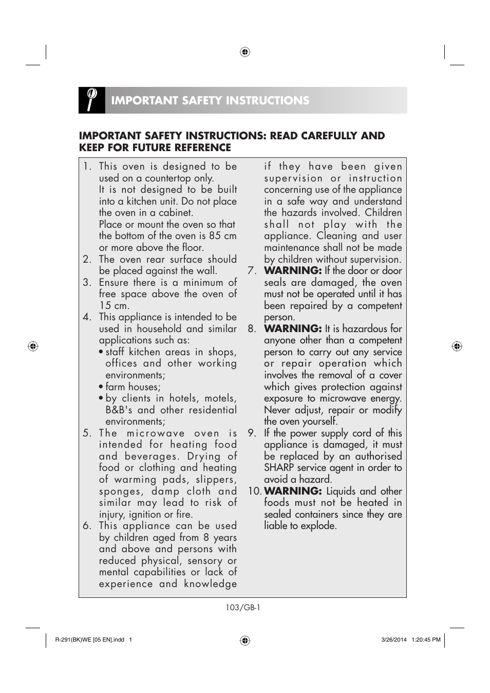 Sharp R-291BKWE User Manual | Page 104 / 210