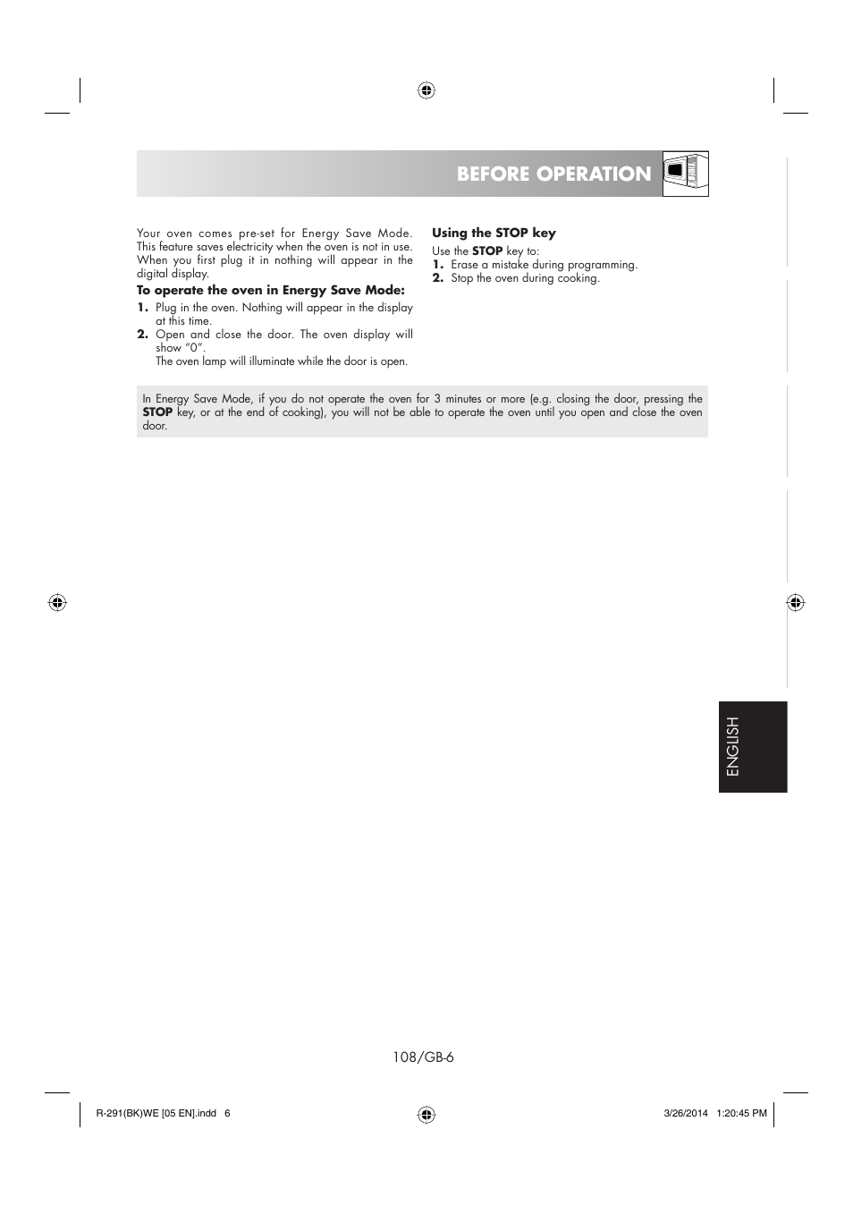 Before operation | Sharp R-291BKWE User Manual | Page 109 / 210