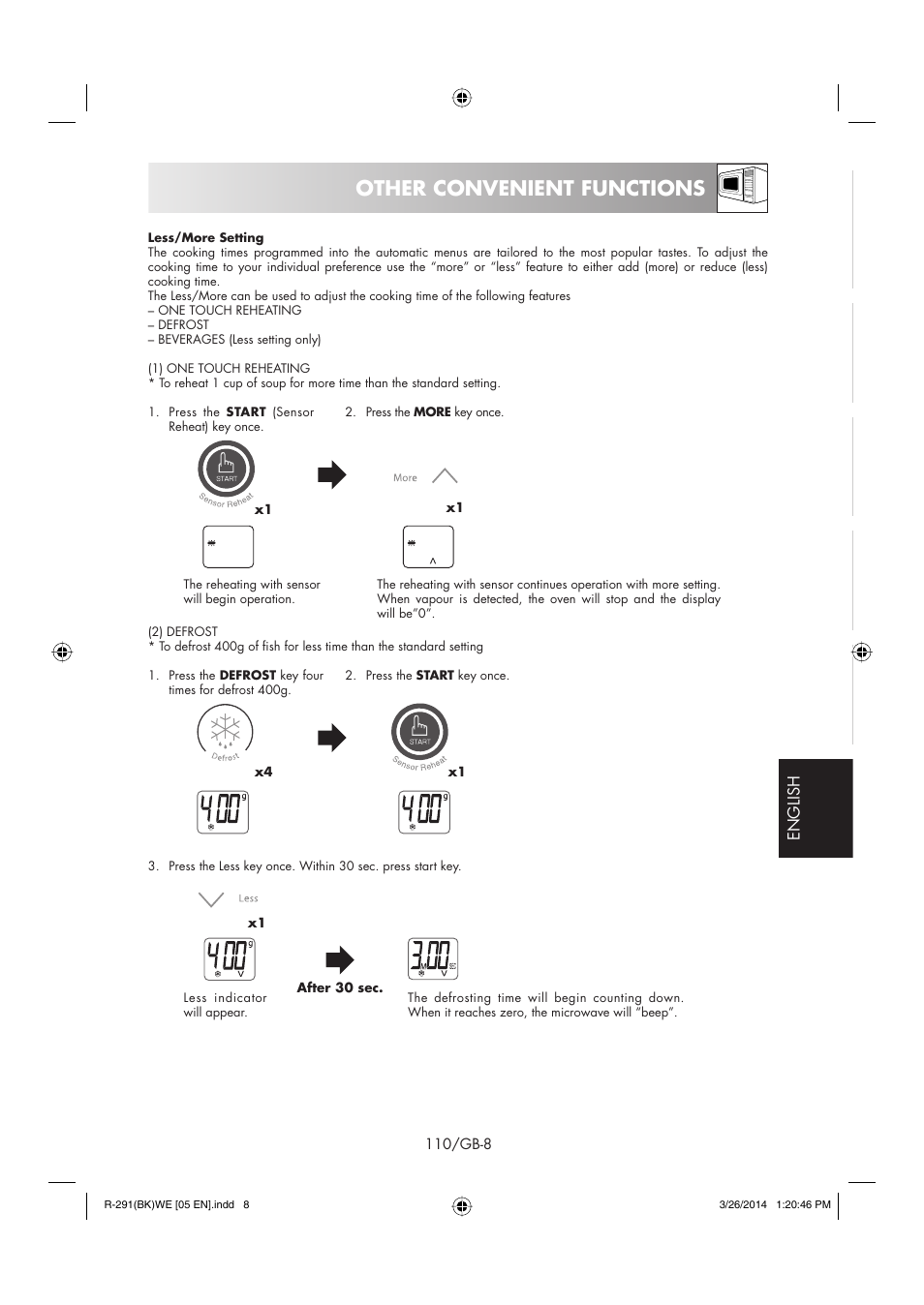 Other convenient functions | Sharp R-291BKWE User Manual | Page 111 / 210