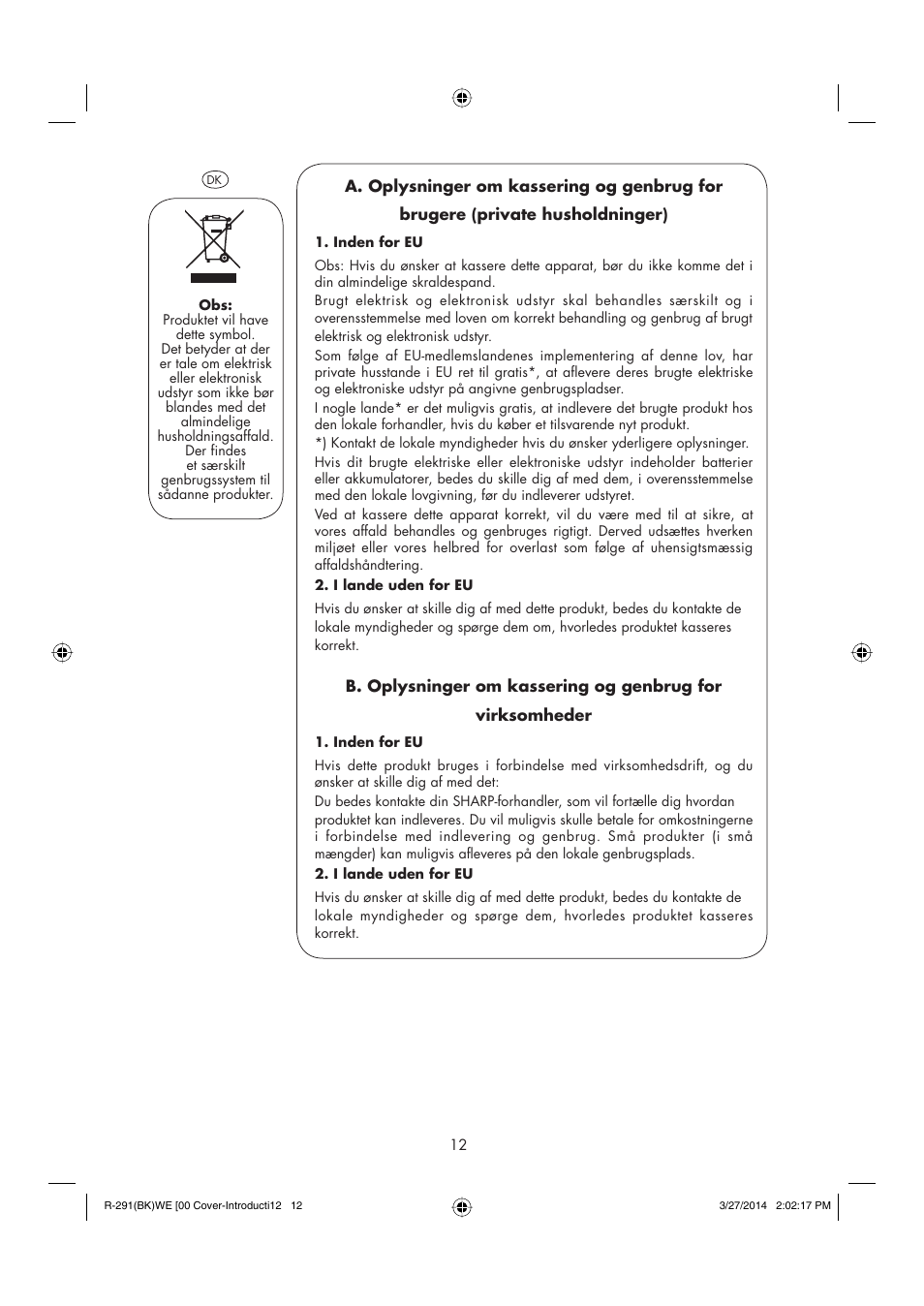 Sharp R-291BKWE User Manual | Page 13 / 210