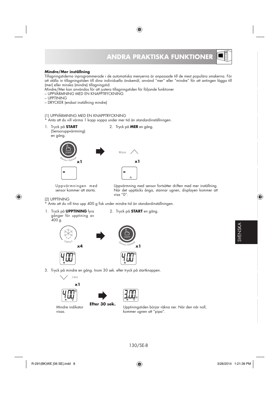 Andra praktiska funktioner | Sharp R-291BKWE User Manual | Page 131 / 210