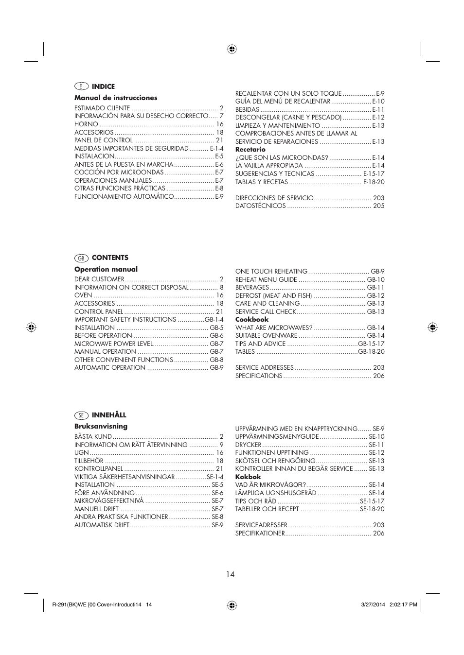 Sharp R-291BKWE User Manual | Page 15 / 210