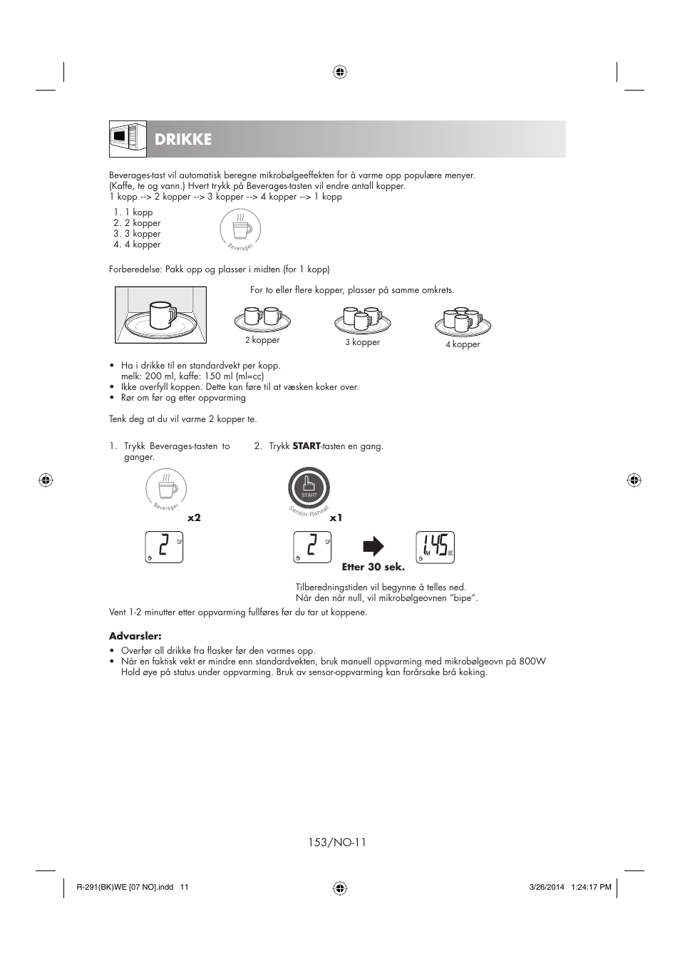 Drikke | Sharp R-291BKWE User Manual | Page 154 / 210