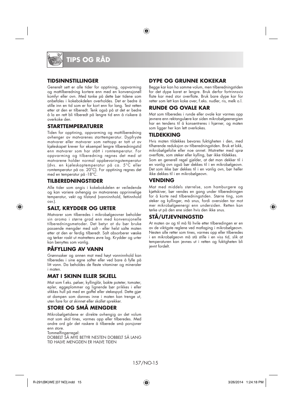 Tips og råd | Sharp R-291BKWE User Manual | Page 158 / 210