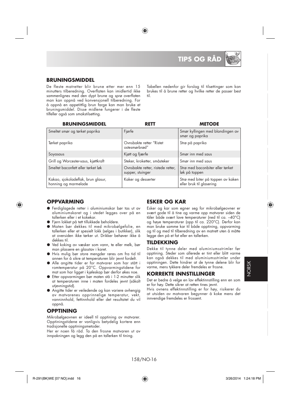 Tips og råd | Sharp R-291BKWE User Manual | Page 159 / 210