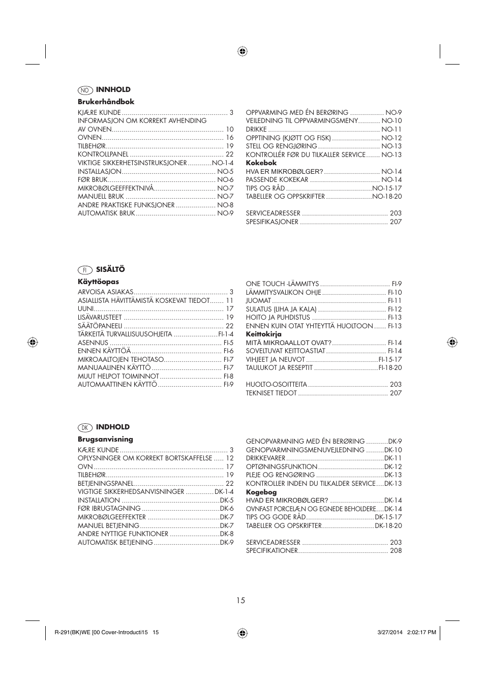 Sharp R-291BKWE User Manual | Page 16 / 210