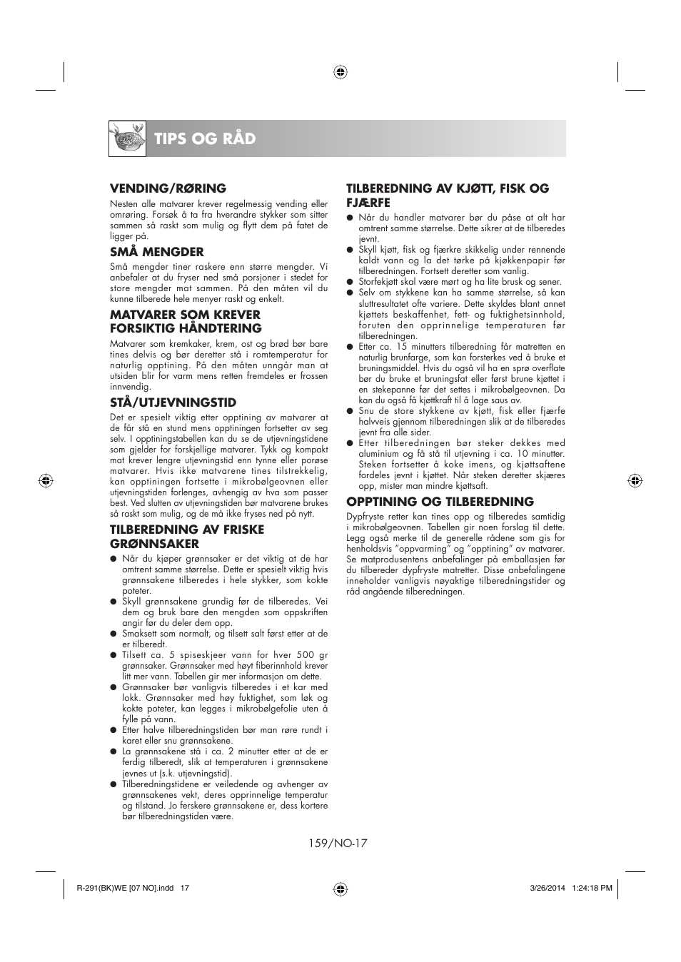 Tips og råd | Sharp R-291BKWE User Manual | Page 160 / 210