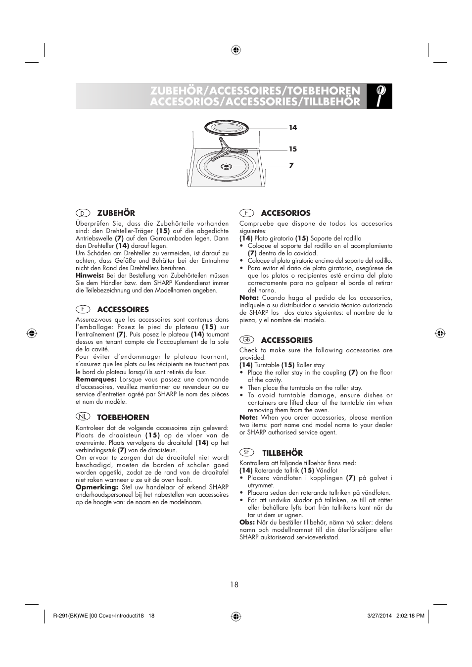Sharp R-291BKWE User Manual | Page 19 / 210