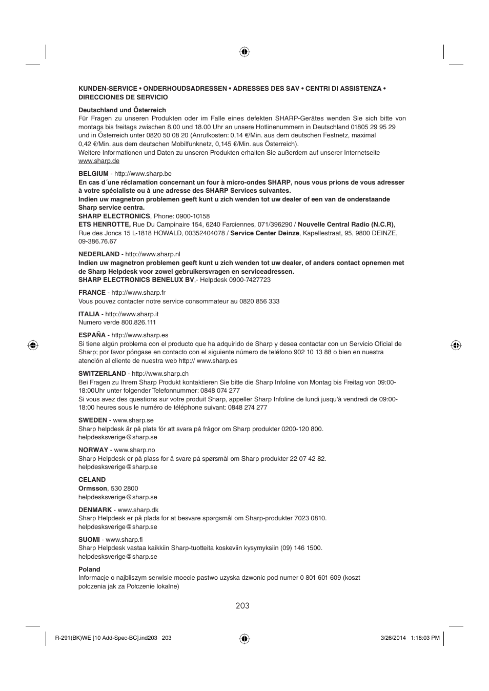 Sharp R-291BKWE User Manual | Page 204 / 210